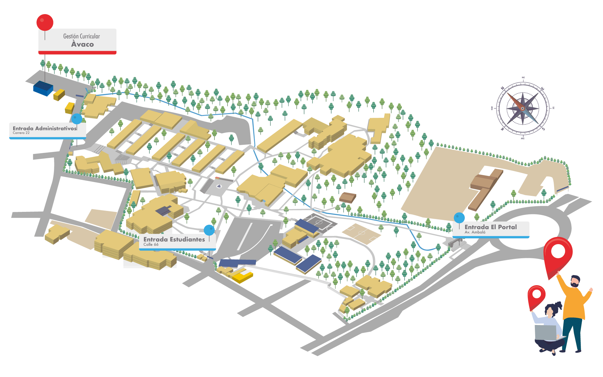 Imagen de mapa de Unibagué para localización deL Centro de Innovación Educativa ÁVACO